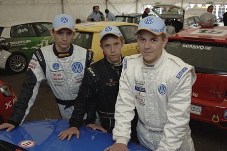 Kennie Frydkjær-Jensen, Anders Fjordbach og Rasmus Klarskov er de tre yngste deltagere i Volkswagen Polo Cup.